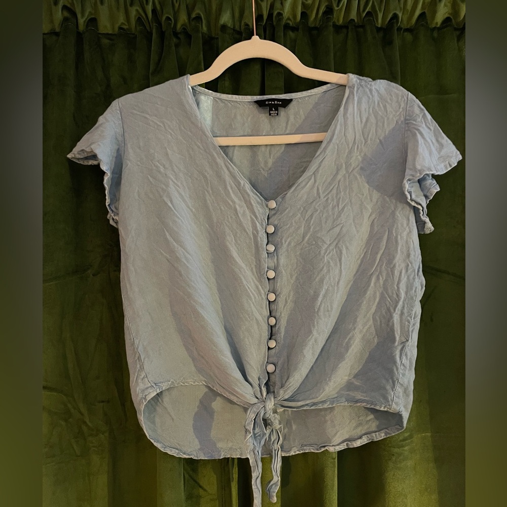Sim & Sam Light Blue Button Front Blouse